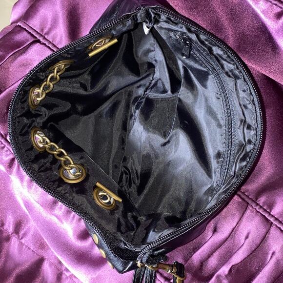 Faux Leather Wristlet Gold Chain Accessory Rectangle Slouchy emo grunge wallet - Picture 7 of 11